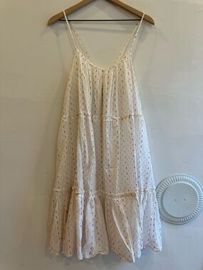 Madewell White Tank Dress with Multicolor Dot Motif